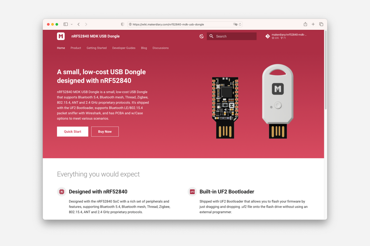 Documentation Updated - nRF52840 MDK USB Dongle – makerdiary
